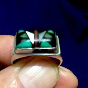 Navajo  10 3/4 turquoise coral, mother of pearl, jet !!!